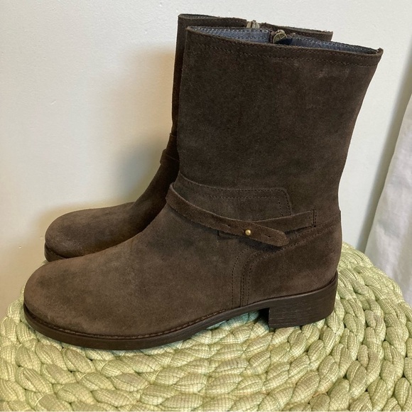 NWOB ALBERTO FERMANI Seppia Brown  Suede Mid Calf Moto Boots - Picture 2 of 11